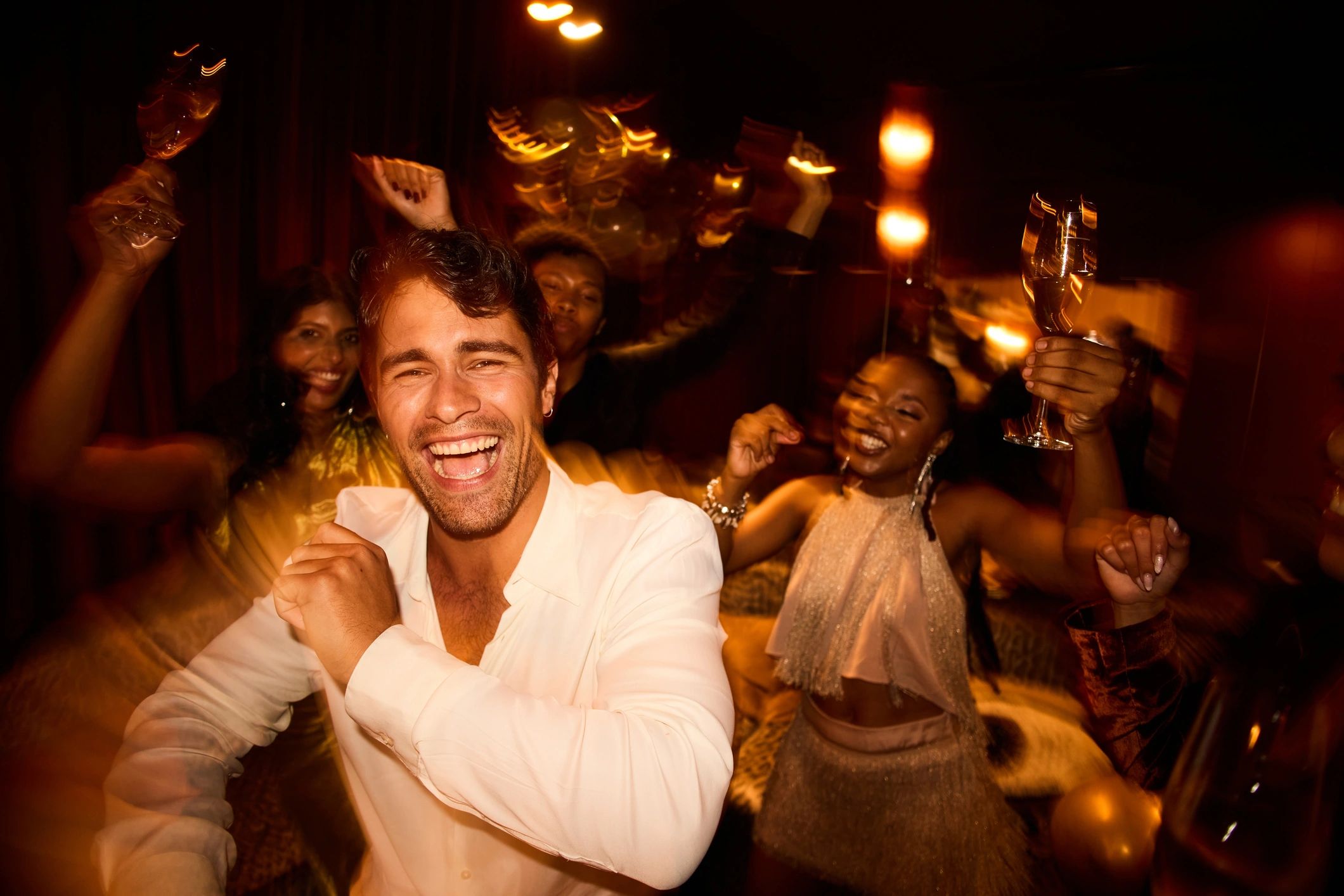 Guests dancing during a stylish club celebration